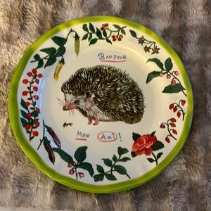 Nathalie Lete Francophile Hedgehog Dinner Plates NWOT